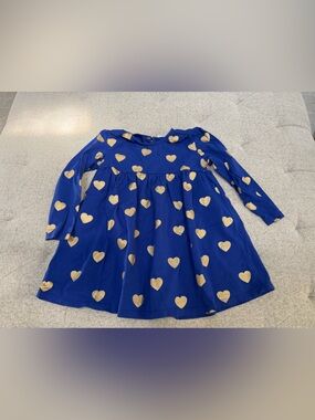 EUC EGG BABY NEW YORK LONG SLEEVE GOLD HEART DRESS BLUE CASUAL DRESS